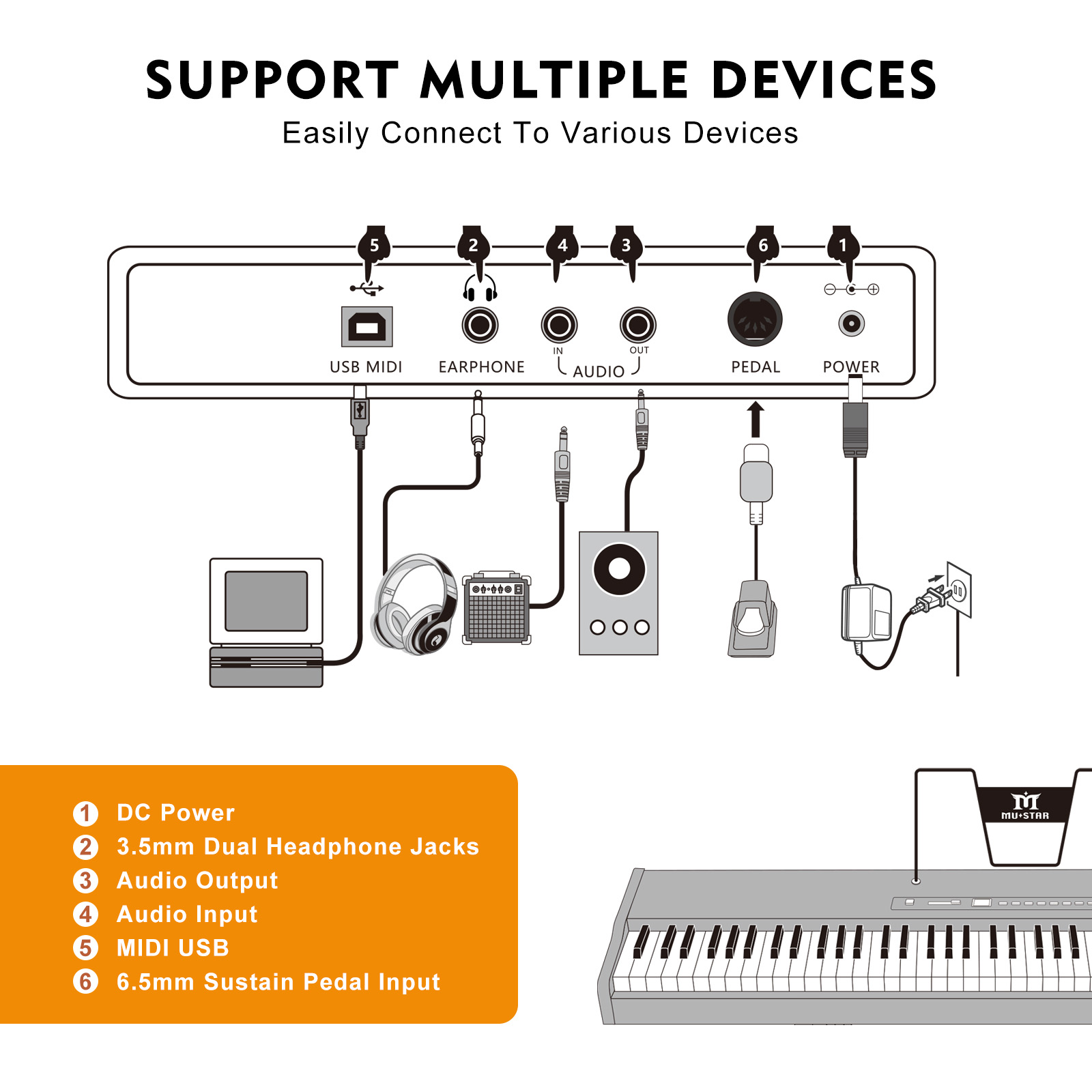 MUSTAR 88 Key Piano Keyboard S - Piano Sustain Pedal 评论和价格